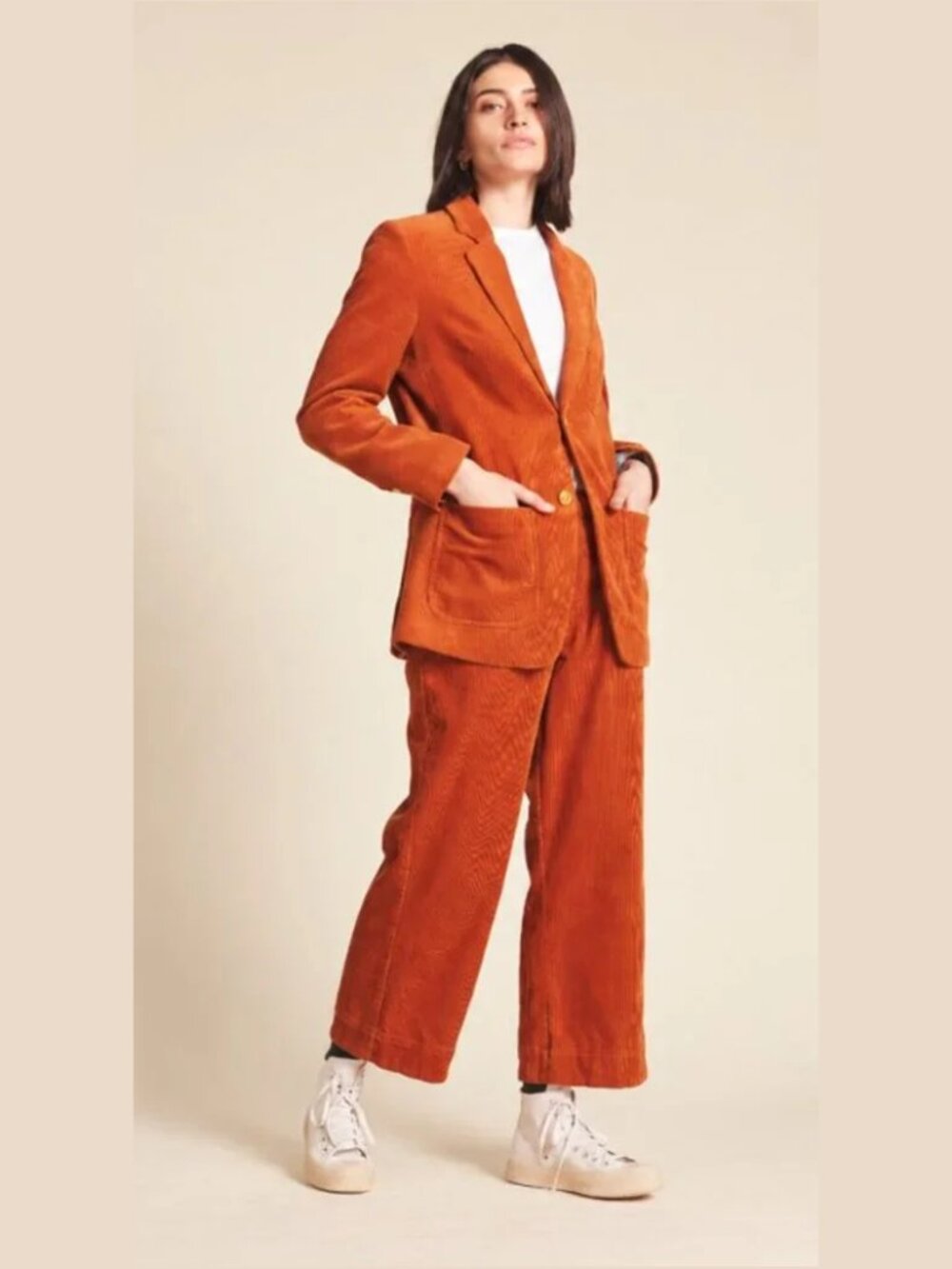 Trovata Sutton Cedar Orange Corduroy Patch Pocket Blazer M NWT